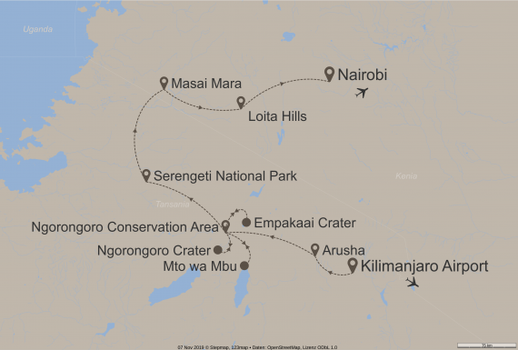 Afrika Tansania StepMap-Karte-Ich-bin-dann-mal-weg-in-Ostafrika-10038