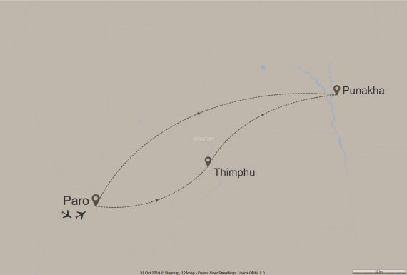 Asien Bhutan StepMap-Karte-Private-Bhutan-10044